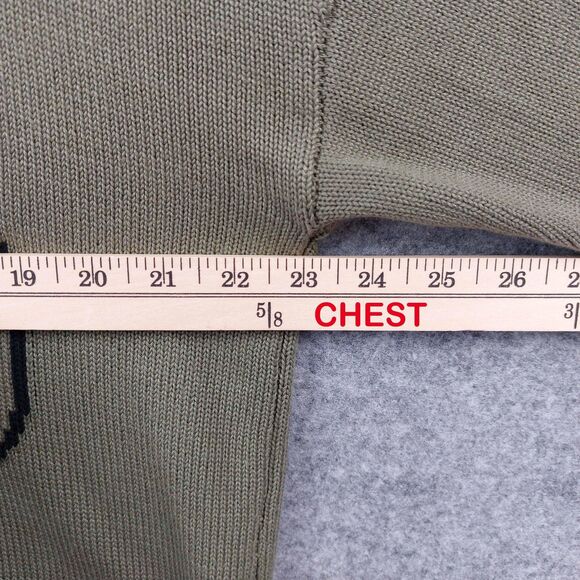 Miou Muse Sweater Womens Sz S Green Smiley Face Graphic Pullover Crewneck Knit - Picture 3 of 9